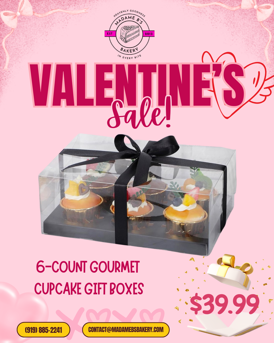 6-count gourmet cupcake gift boxes