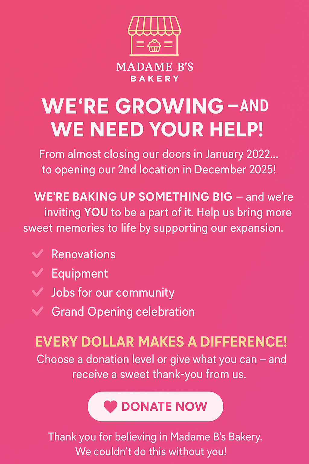 Support Madame B’s Bakery Expansion!