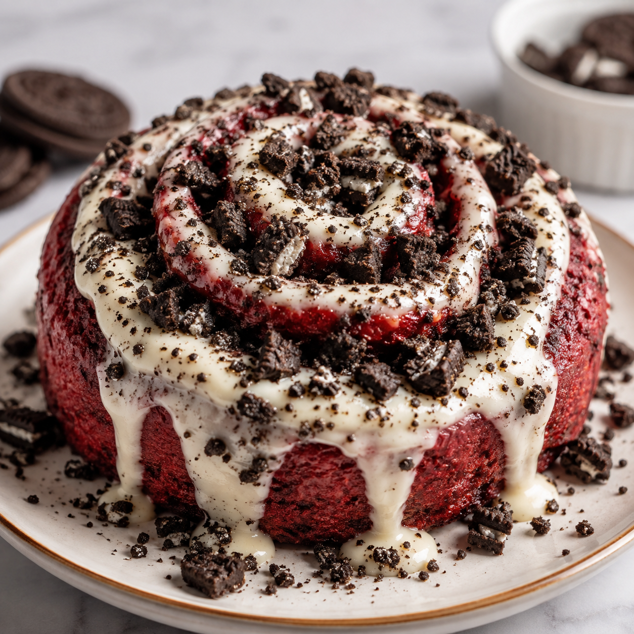 Red Velvet Cookies & Cream Cinnamon Roll