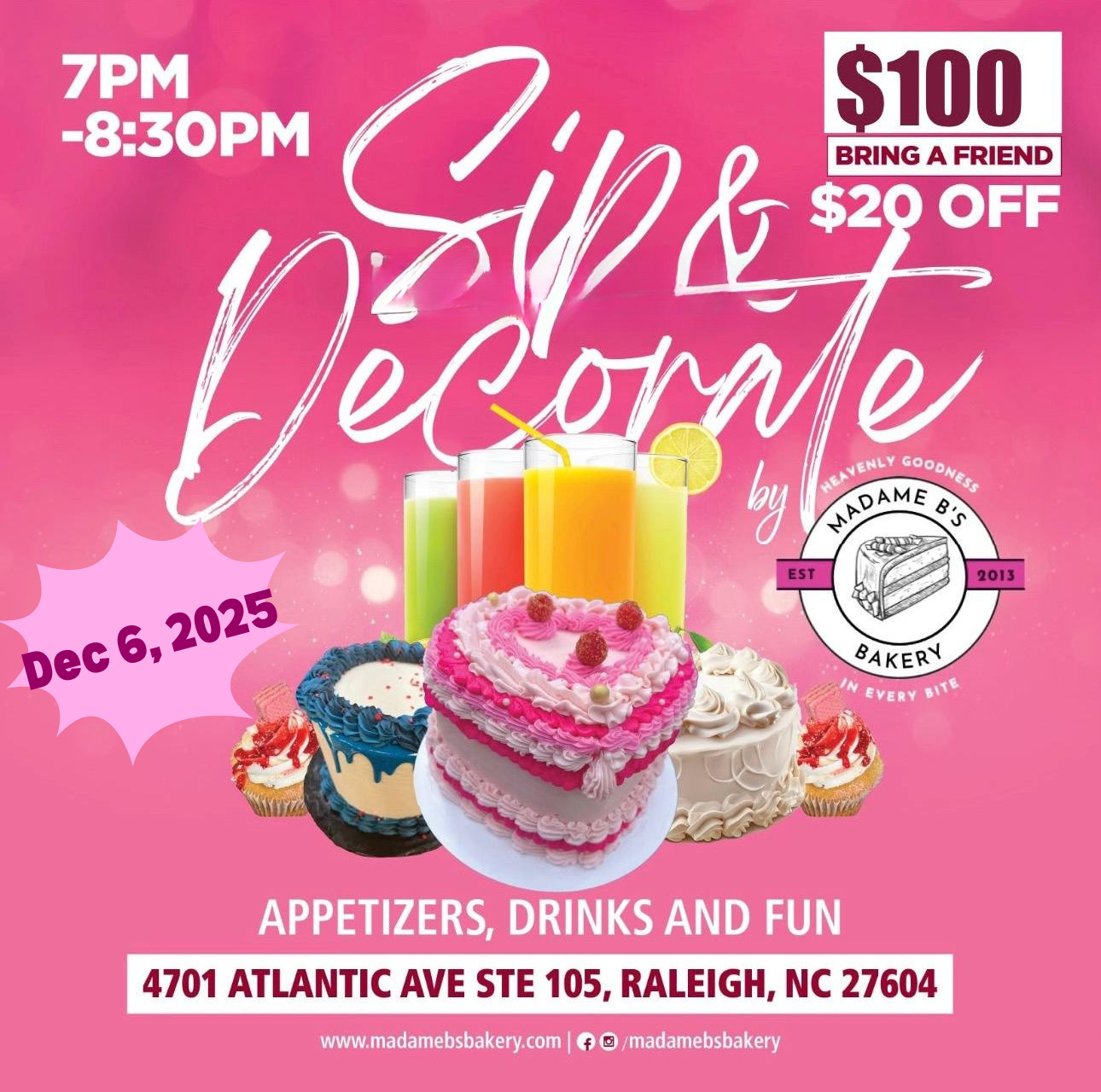 Holiday Sip N' Decorate: Cake Decorating Class