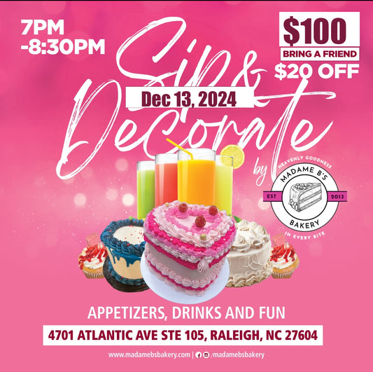 Holiday Sip N' Decorate: Cake Decorating Class